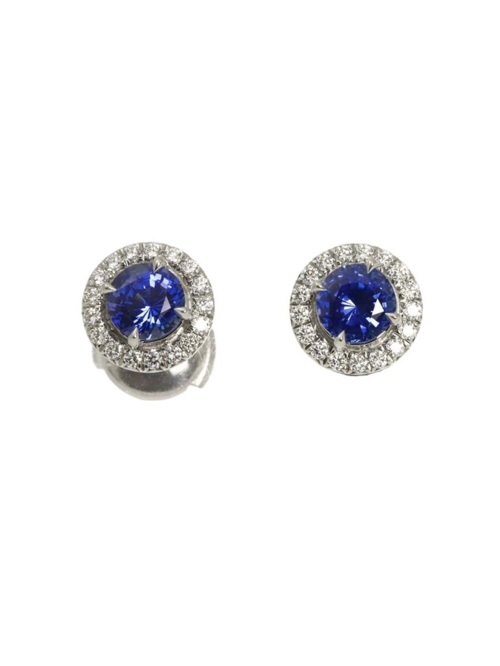 Tiffany & Co Solesto Sapphire Diamond Earrings Platinum Stud